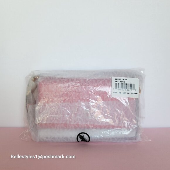 MICHAEL KORS Jet Set Charm Small Phone Pebbled Leather Crossbody- Tea Rose⭐ - Picture 16 of 16